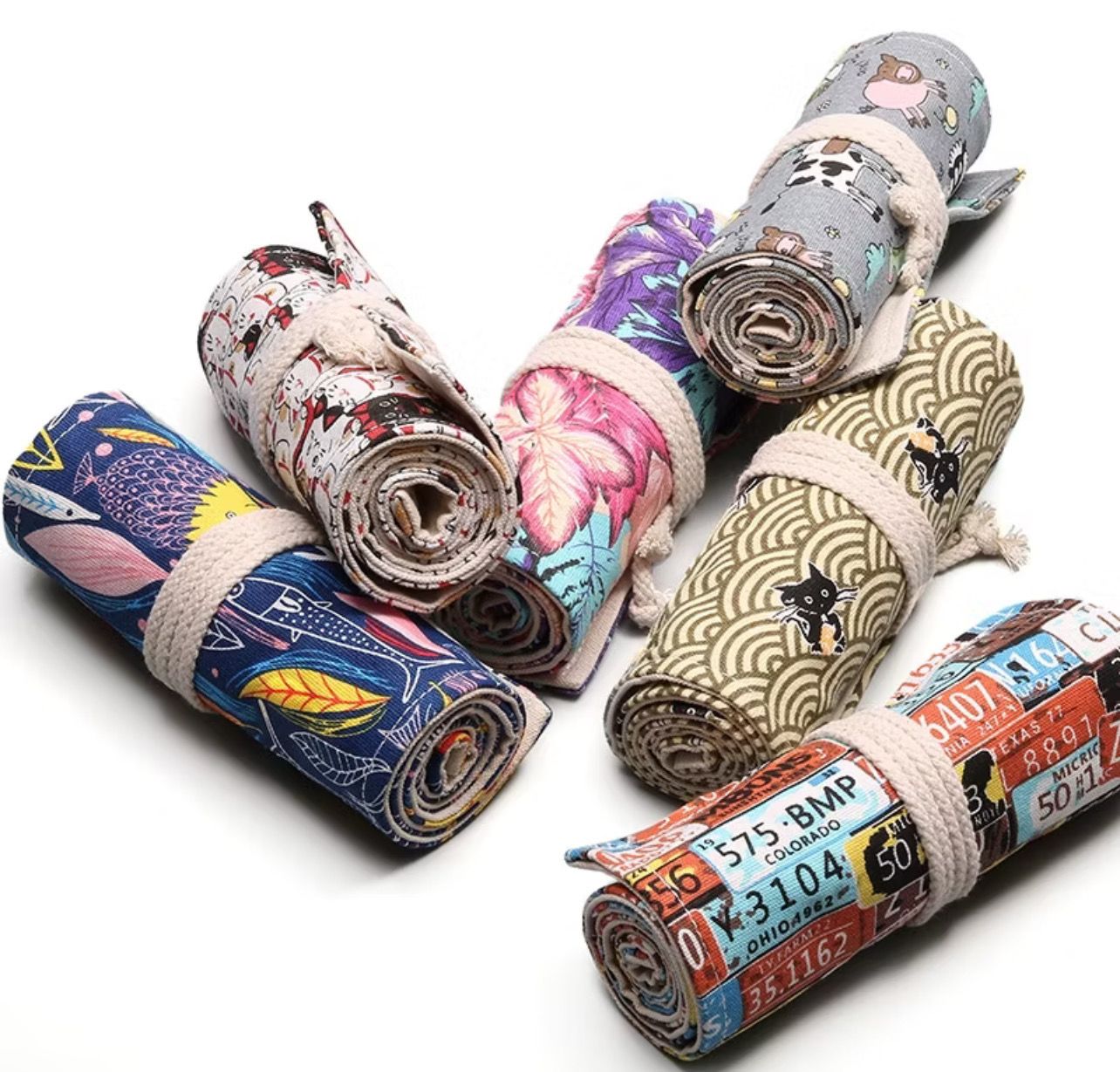 ￼K-MIME Canvas Color Pencil Bag Back To School Stationery Pen Pouch 36holes 2pcs  (bag pencil sahaja)