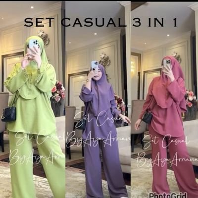 ￼Set Casual 3in1(Free Tudung Sarung)