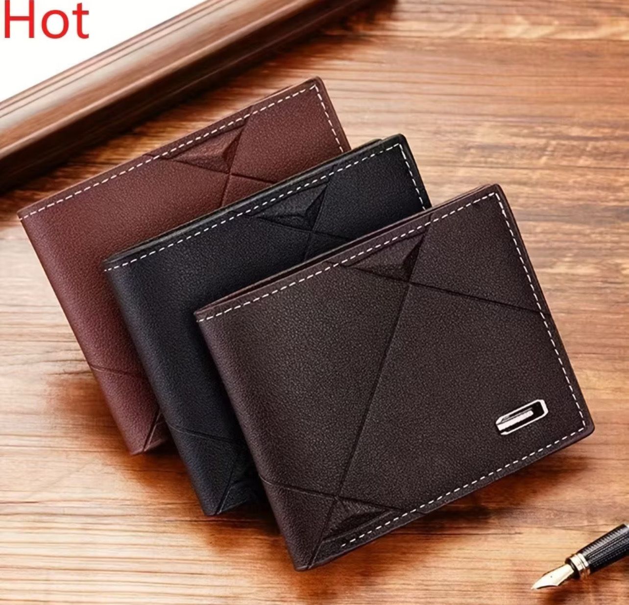 ￼Short Jeep Lelaki Men Wallet Purse Fash Fashion Coin Pocket Card Holder Men Purse Simple Men&#39;s Short Wallet Fashion Plaid Horizontal Soft Wallet Large Capacity Multi-Card Wallet 4pcs