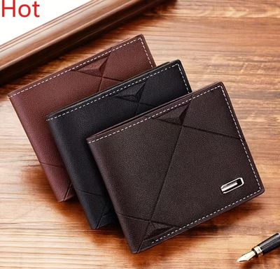 ￼Short Jeep Lelaki Men Wallet Purse Fash Fashion Coin Pocket Card Holder Men Purse Simple Men&#39;s Short Wallet Fashion Plaid Horizontal Soft Wallet Large Capacity Multi-Card Wallet 4pcs