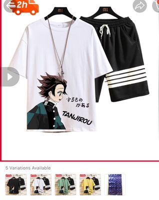 ￼New Model Men&#39;s Clothing TANJIROU Japanese Sports Set Unique Fashion Youthful Style Super Cool Summer (S-XL)