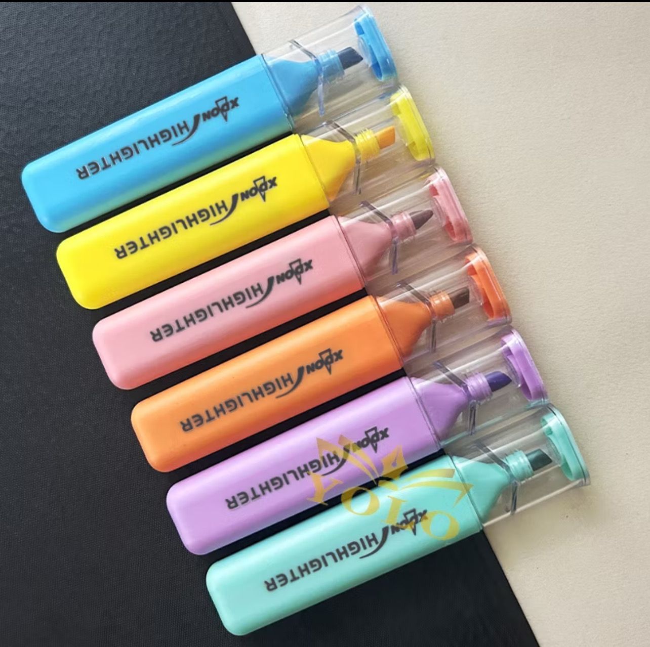 ￼Square Text Marker 6 Colors Highlighters Pastel，ColorSchool Supplies Highlighter Pen 12pcs
