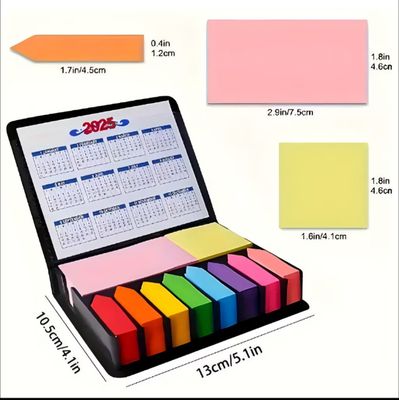 ￼2000 Pages Of Colorful Organization,Multicolor Sticky Note Set With Leather Packing Box, 2025 and 2026 Calendar 2set