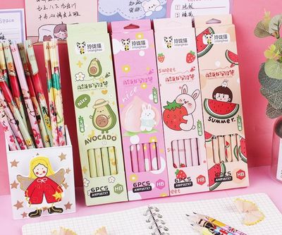 ￼Creative HB Writing Pencil 6 Boxed Fruit Pencil Student School Supplies Gift 7box
