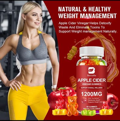 ￼Beworths Natural Slimming Apple Cider Gummies Weight Loss Cider Vinegar Bear Gummies 30pcs