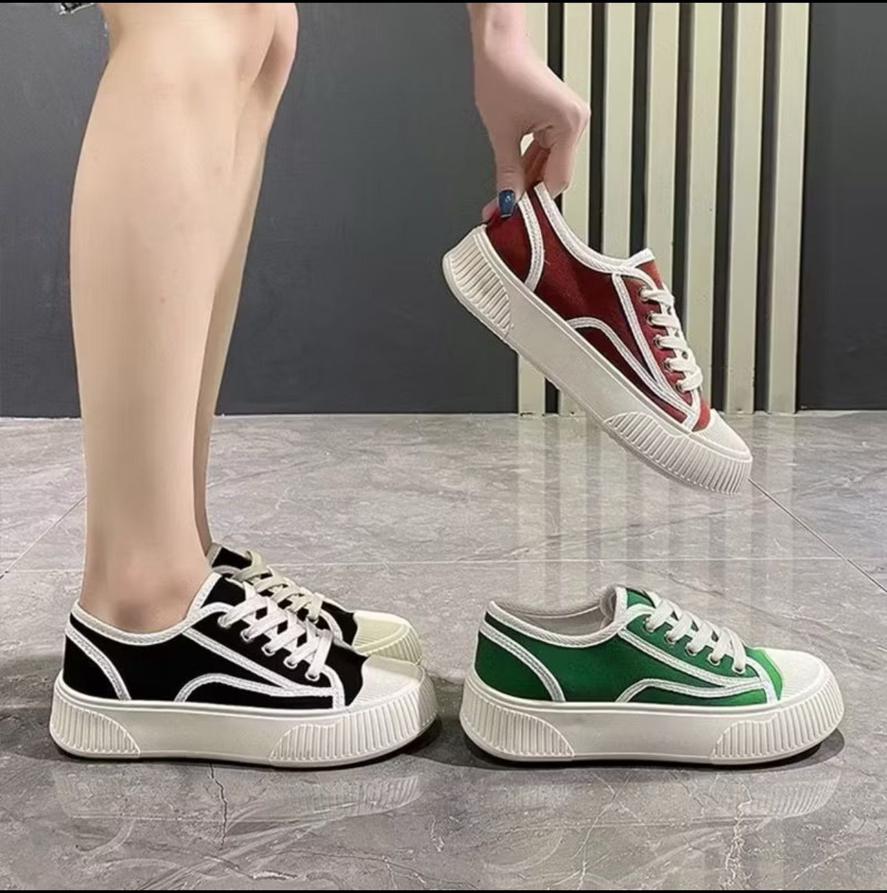 ￼Ready Stock Fashion Women Sneakers Casual Female Shoe Outdoor Sport Shoes Kasut Sukan Wanita Kanvas Perempuan Sneaker
