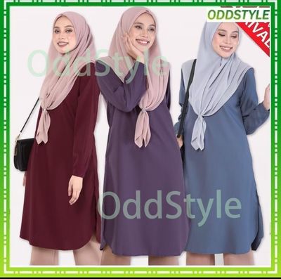 ￼6-1🌟 Very Good Quality🌟 - Women Blouse Plain Mixed Cotton Muslimah Casual Dress Baju Shirt