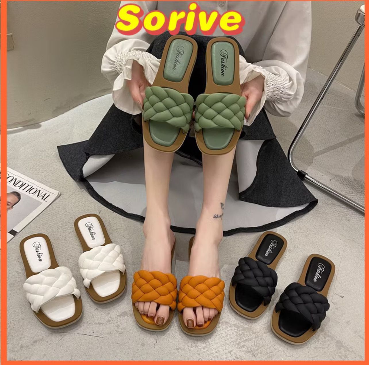￼READY STOCK Men Selipar Women Casual Slippers Black and White Summer Soft Sole Flip Flops Rainbow Colour Kasut Perempuan 2pair (2kiri/2kanan)