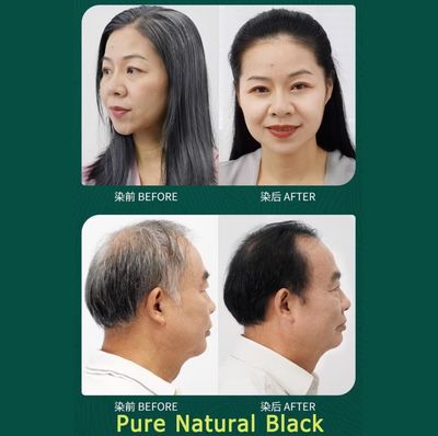 ￼Natural Black Hair Shampoo Hair Dye Professional Hair White Hair Turn To Black 500mL  3-In-1 Wash/Nourish/Dye Grey一洗黑洗发水 2bottle