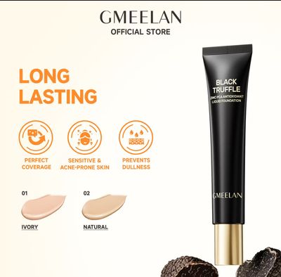 ￼GMEELAN Black Truffle Zinc Pca Antioxidant Liquid Foundation Black Truffle Pca Zinc Antioxidant Prevents Breakout 30G 2pcs