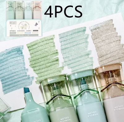 ￼4pcs/set Glitter Highlighter Morandi Color Marker Flexible Line Width Art Painting Markers for Scrapbook Diary Student Stationery 2set (8pcs)