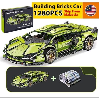 ￼Lamborghini Building Block Car Toys (1280+PCS)  Assembly Technic Speed Kereta Brick Glorious Model Mainan Elekt COD
