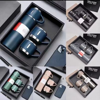 ￼New 304 stainless steel vacuum cup high-grade business gift cup set one cup three-covered gift box straight cup 1set