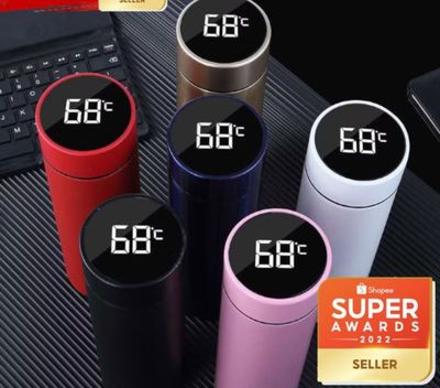 ￼B.S.B READY STOCK Malaysia Seller 500 Fashion Smart Temperature Flask LED Display Vacuum Thermal Flask Insulation Bottle 2pcs (promo)
