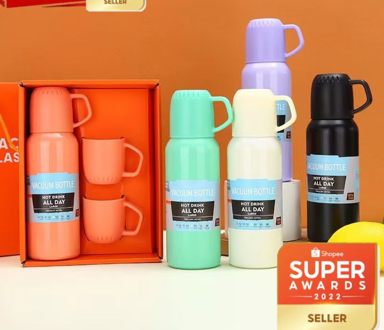 ￼New 304 stainless steel vacuum cup high-grade business gift cup set one cup three-covered gift box straight cup 1set