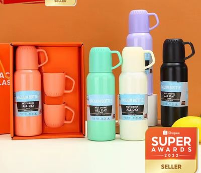 ￼New 304 stainless steel vacuum cup high-grade business gift cup set one cup three-covered gift box straight cup 1set