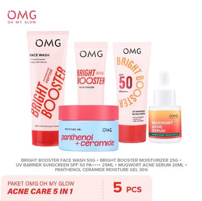 Complete OMG Skincare Package Oh My Glow Bright Booster Peach Glowing Complete Facial Care Package