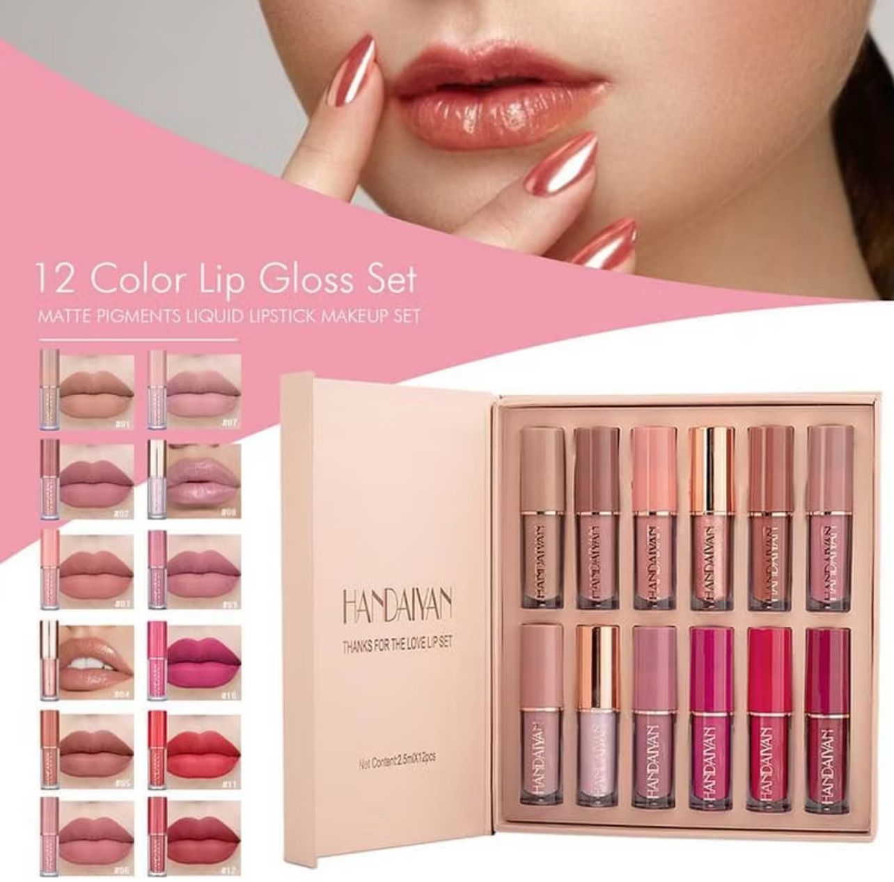 Gift Liquid Lipstick Set 12 Colors Long-lasting Non-sticky Liquid Matte Lip Gloss Lasting Moisturizing Waterproof Tint