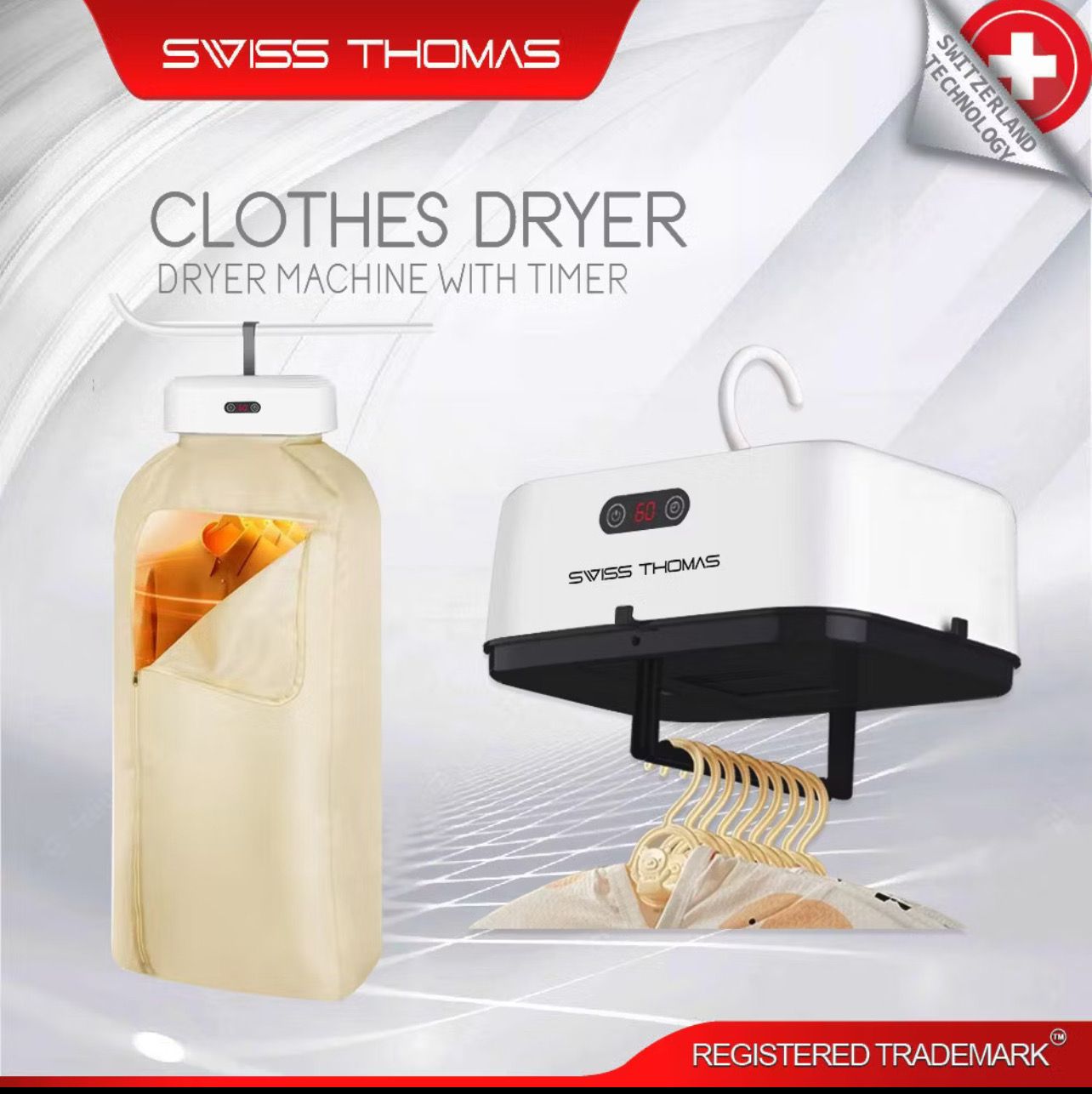 ￼SwissThomas Portable Clothes Dryer Cloth Dryer Quiet Dryer Machine Deep Heating Cleaning With Timer (Pengering Baju)