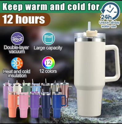 Thermos Cup Tumbler Cup with Straw Vacuum Water Bottle Ice Cup 304 Stainless Steel Gift Present