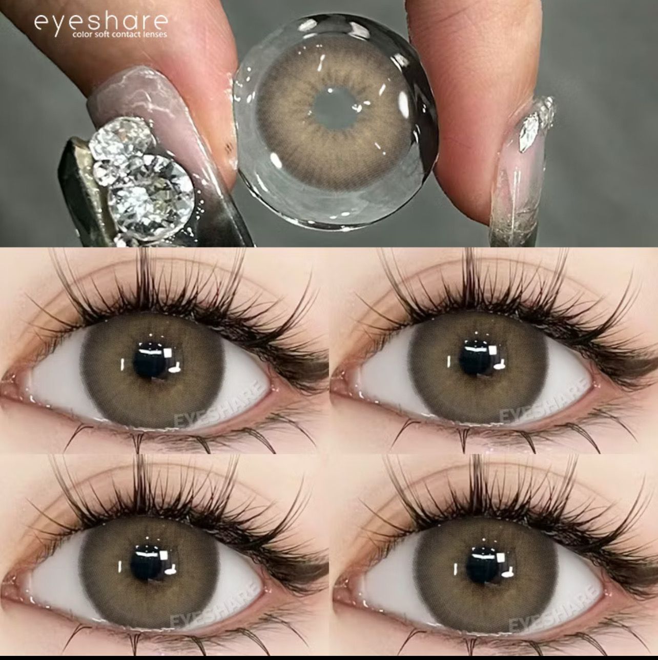 Eyeshare Contact Lens 1 Pair Alps Gray 14.5mm Big Eyes Comfortable Brown Contact Lenses 2pair (4pcs) - $10.00