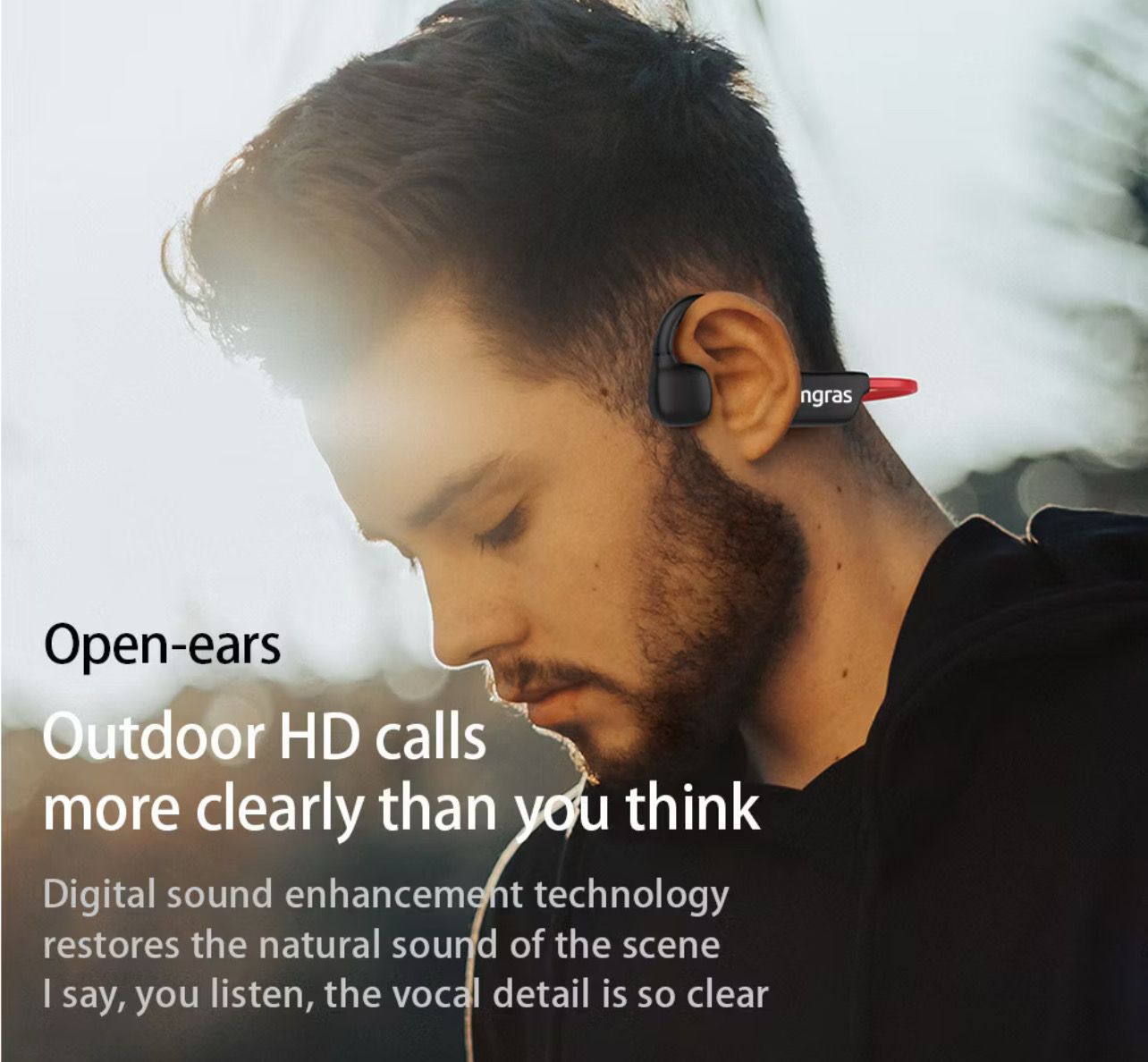 ￼Amgras OpenMeta Ⅱ Pro Bone Conduction earphone Blutooth Hearphones Water/Sweat Resistant Stereo Sound Built-in Mic 10H $28.00