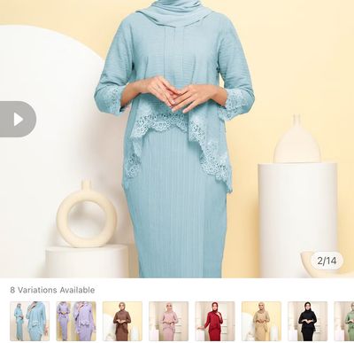 Modern Short Mode Baby lilacMini. Suitable for marriage. Kebaya LaceLining Pleated Lace Kurung $22.00