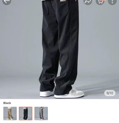 ￼Corduroy Pants For Men Korean Khaki Baggy Straight Cut Slacks Slocks Trouser Pants Man $10.00