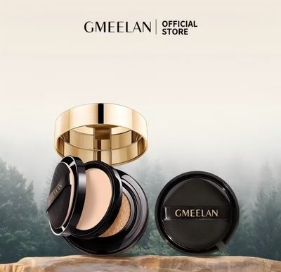 ￼Only Ivory + Refill - GMEELAN Black Truffle Air Cushion Foundation Concealer Oil Control High Coverage Makeup Long-lasting (1 complete :Bedak + Foundation + Refill Bedak)