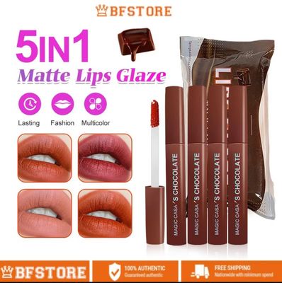 ￼3package $10.00 - 5 colors Lip Glaze MAGIC CASA Lipstick Matte Velvet Lip Glaze Set- Long-Lasting Not Stick Lipstick Chocolate Lip Glaze口红