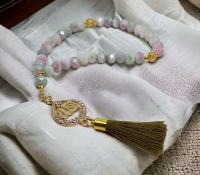 ￼$10.00 - Multi-color GRADATION CRYSTAL STONE TASBIH + LAFADZ ALLAH 10MM LUXURY
