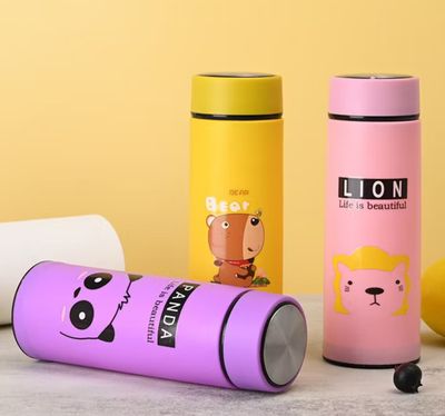 4pcs $10.00 - 400ml ATP Glass Bottle Animal Insulated Tumbler Coffee Travel Mug Glass Bottle Vacuum Insulated Student Officer Worker