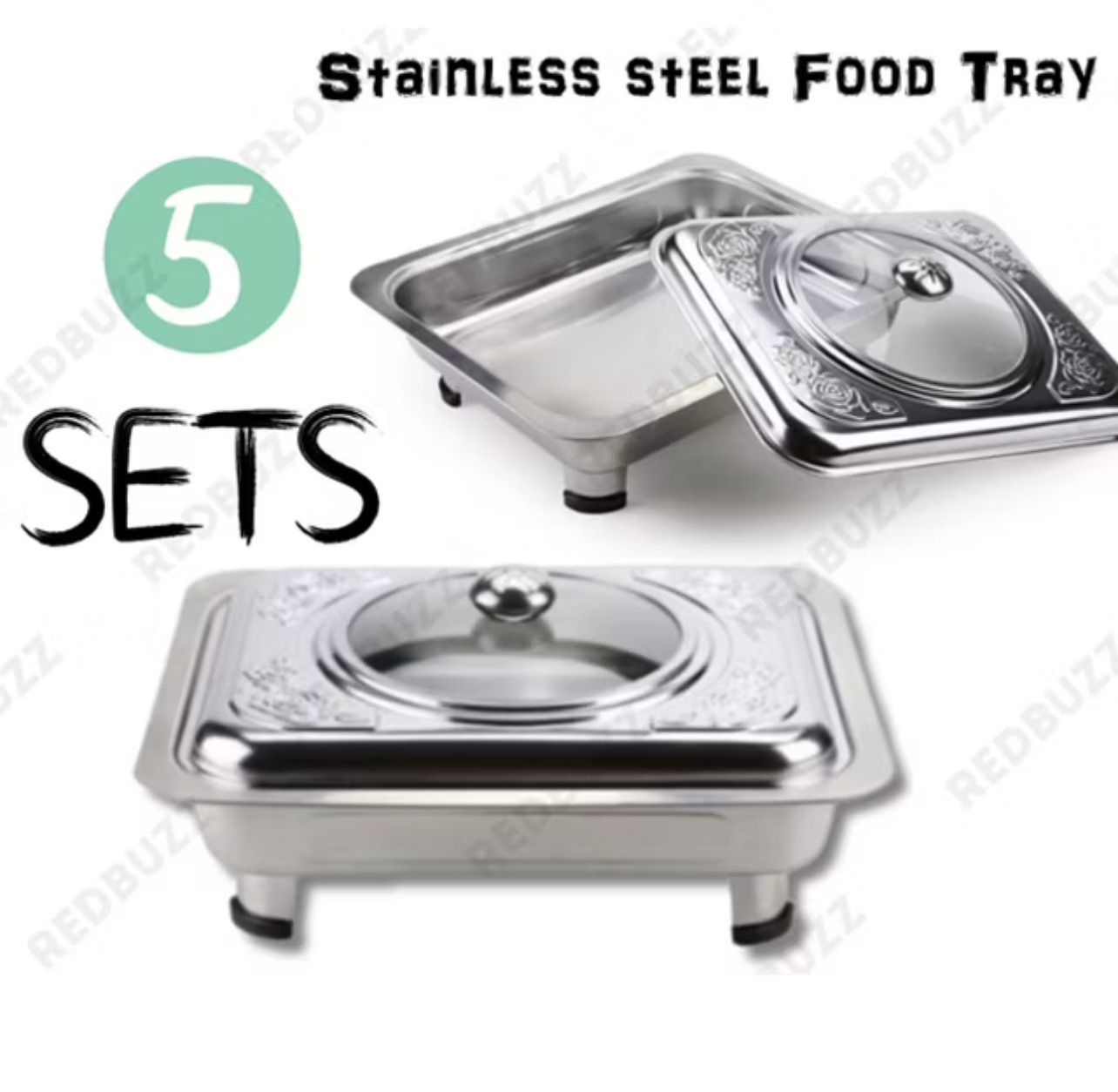 ￼PROMO 5pcs 20.00 -5 SETS 34x28 BUFFET EMBOSSED / BUFFET TRAY SET / BUFFET FOOD TRAY / SERVING TRAY /FOOD PAN KENDURI SET
