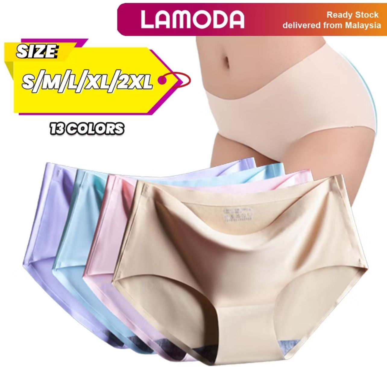 6pcs $10.00 - [S-3XL][Lamoda]ICE SILK Seamless Panties Women&#39;s Underwear
