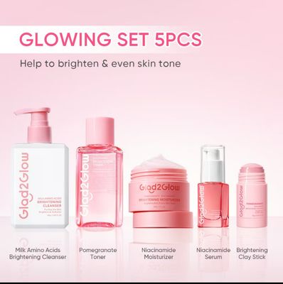 ￼1 set $29.00 - Glad2Glow Brightening Set 2/3/4/5/6/7PCS Aha Bha Pha Niacinamide Ceramide Facial Cream Glowing Even Skin Tone Whitening