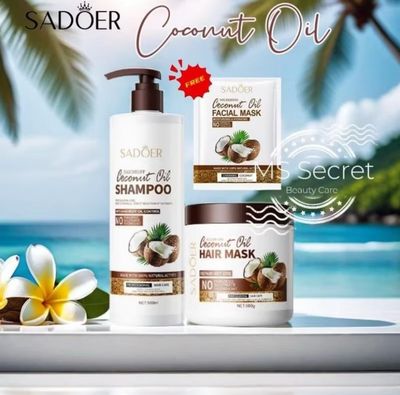 ￼1 set $10.00 - SADOER_OFFICIAL Coconut Shampoo &amp; Hair Mask 4in1 Set: Deep Moisturizing Nourishment for Smooth and Shiny Hair