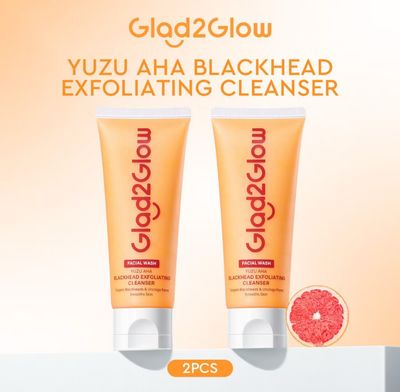 PROMO 2pcs $16.00 - ￼【New Launch】Glad2Glow Yuzu AHA Blackhead Exfoliating Cleanser 70ml Gently Exfoliate Dull Skin Blackhead Smooth Wash