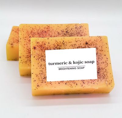 3pcs $10.00 - 100g Turmeric &amp; Kojic Acid Brightening Soap Body Care Body Wash Lemon Soap Handmade Cold Soap
