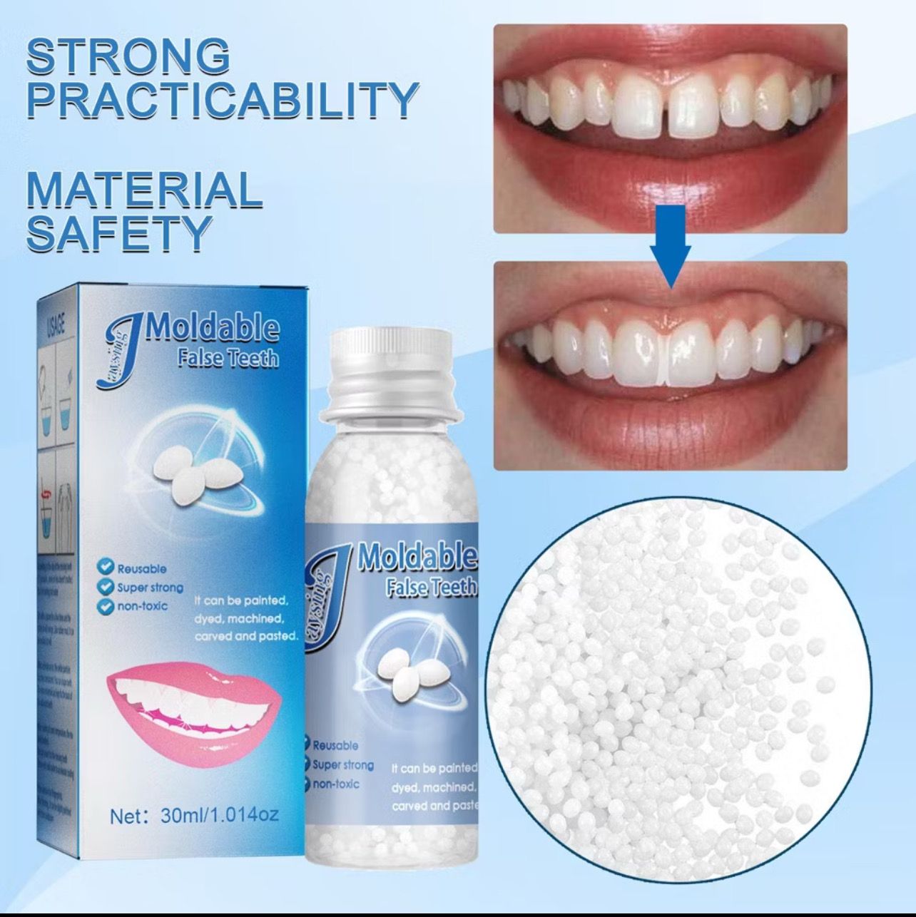 3 bottle $10.00 - Hailicare Diy Gigi Palsu Denture Material Temporary Tooth Rrepair Kit Teeth Thermoforming Denture Solid Gaps FalseTeeth