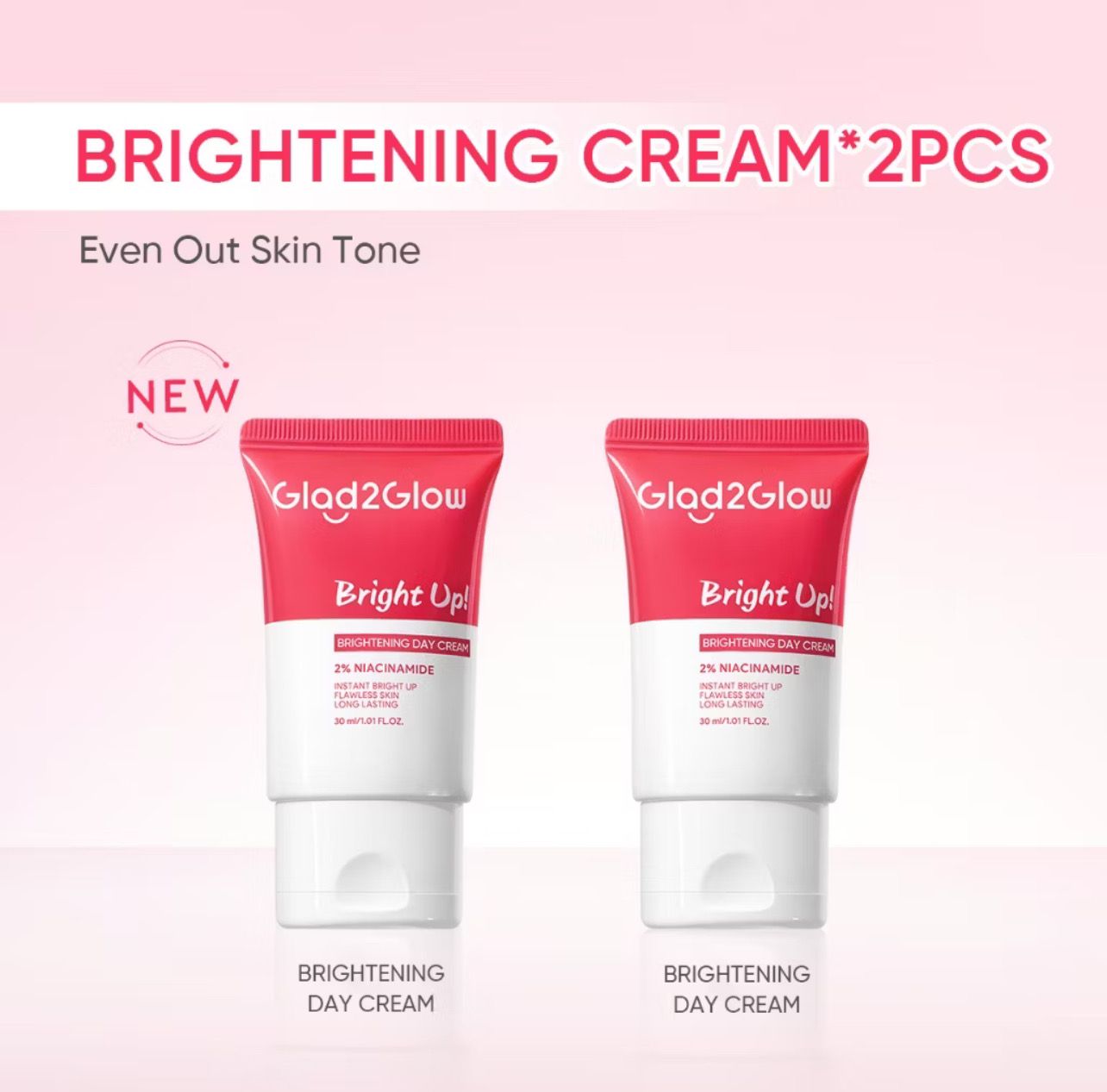 2pcs $16.00￼【New Launch】Glad2Glow Brightening  Moisturizer Upgrade Bright Up Cream 30g BB&amp;CC Whitening Lazy Cream Glowing