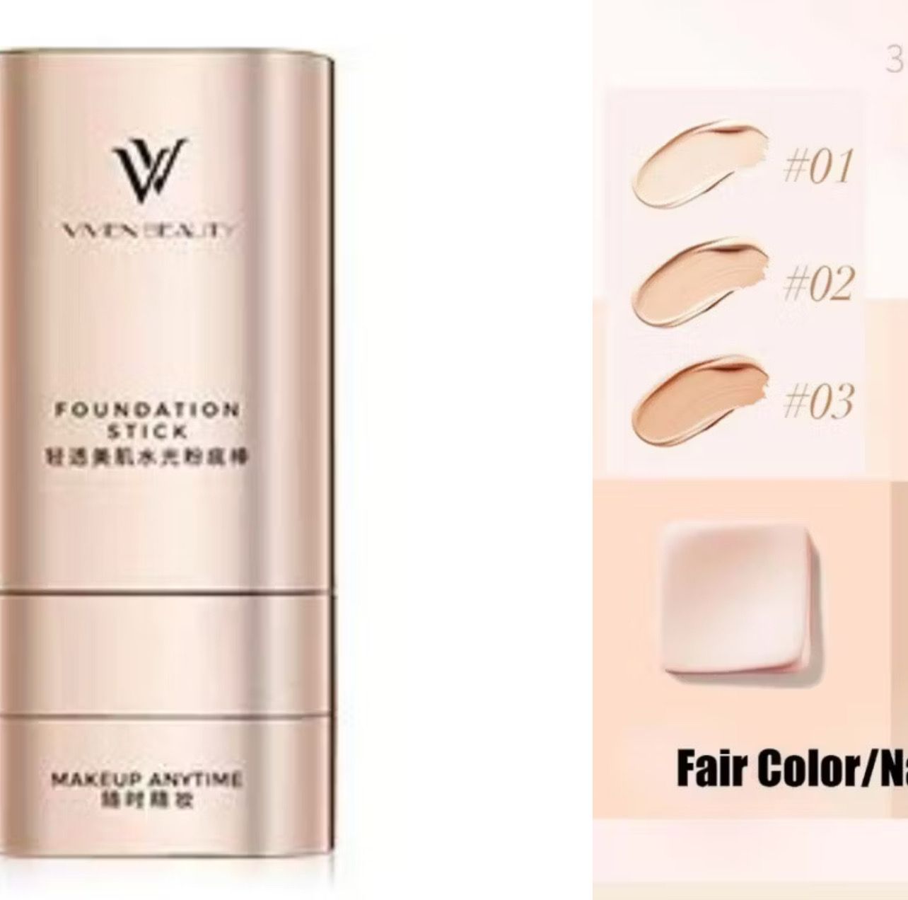 $10.00 - VIVIEN BEAUTY Foundation Stick Foundation Double End Concealer Brighten Skin Color Oil Control Waterproof Concealer Moisturizing Integrated Natural Brightness Foundation Sticker