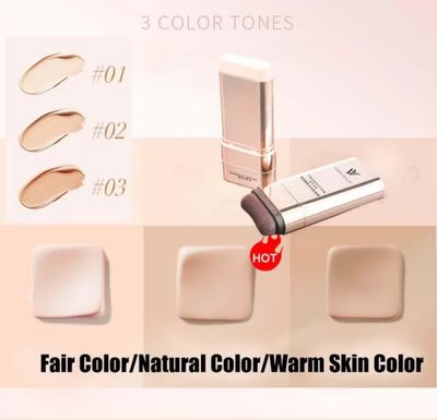 $10.00 - VIVIEN BEAUTY Foundation Stick Foundation Double End Concealer Brighten Skin Color Oil Control Waterproof Concealer Moisturizing Integrated Natural Brightness Foundation Sticker