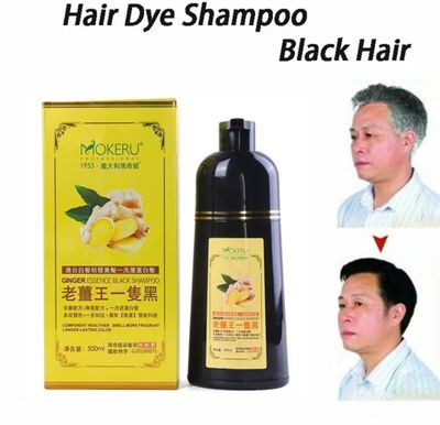 ￼$10.00🌹READY STOCK🌹 Ginger Essence Black Color Hair Dye Shampoo Natural Pewarna Rambut Ginger 500ml 玛奇诺老姜王一支黑