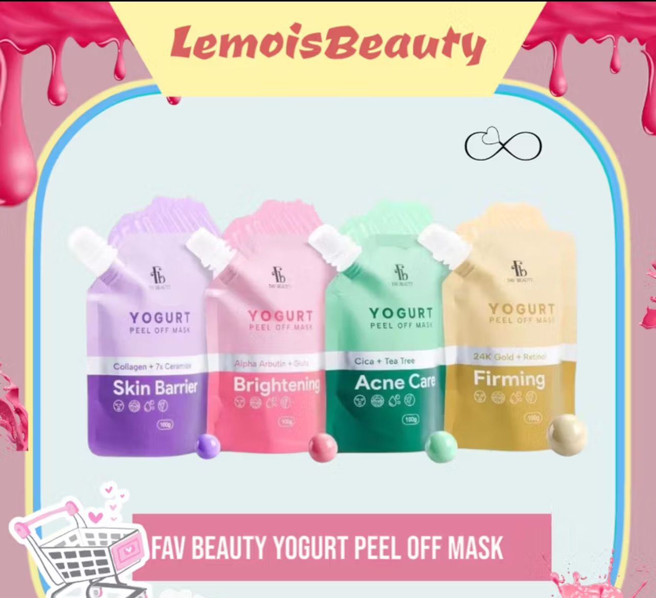 $10.00 LemoisBeauty- FAV Beauty Yogurt Peel Off Mask | Acne Care Skin Barrier Brightening Peel Off Facial Mask | Acne Care | Firming Firming | Skin Barrier | Brightening Brightening