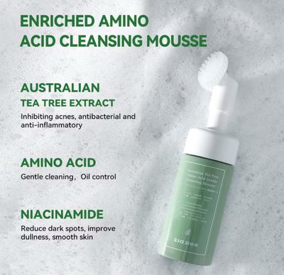 2bottle $10.00 ￼ZIA.DOO Oil Cleansing Mousse Australian Tea Tree Amino Acid Gentle Cleanser Control Anti-Acne Deep Cleans Pores Face Wash Foam Cleanser（100ml）Cleanser For Sensitive Skin Facial Wash