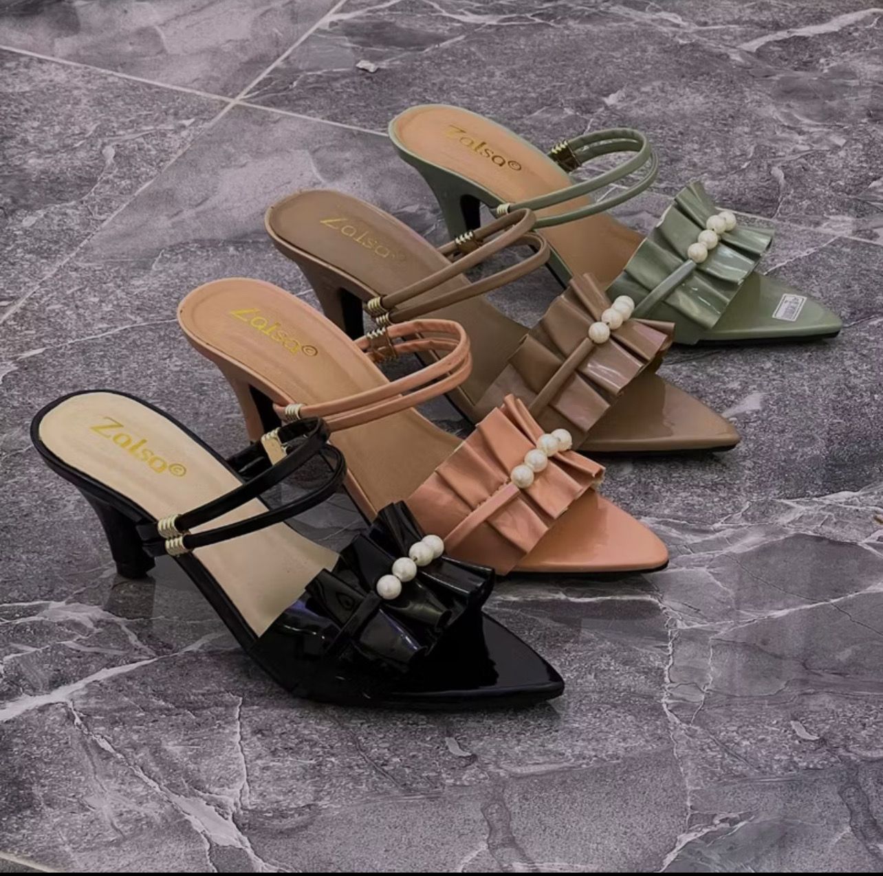 $10.00 Viola pearl strap slippers for women high heels