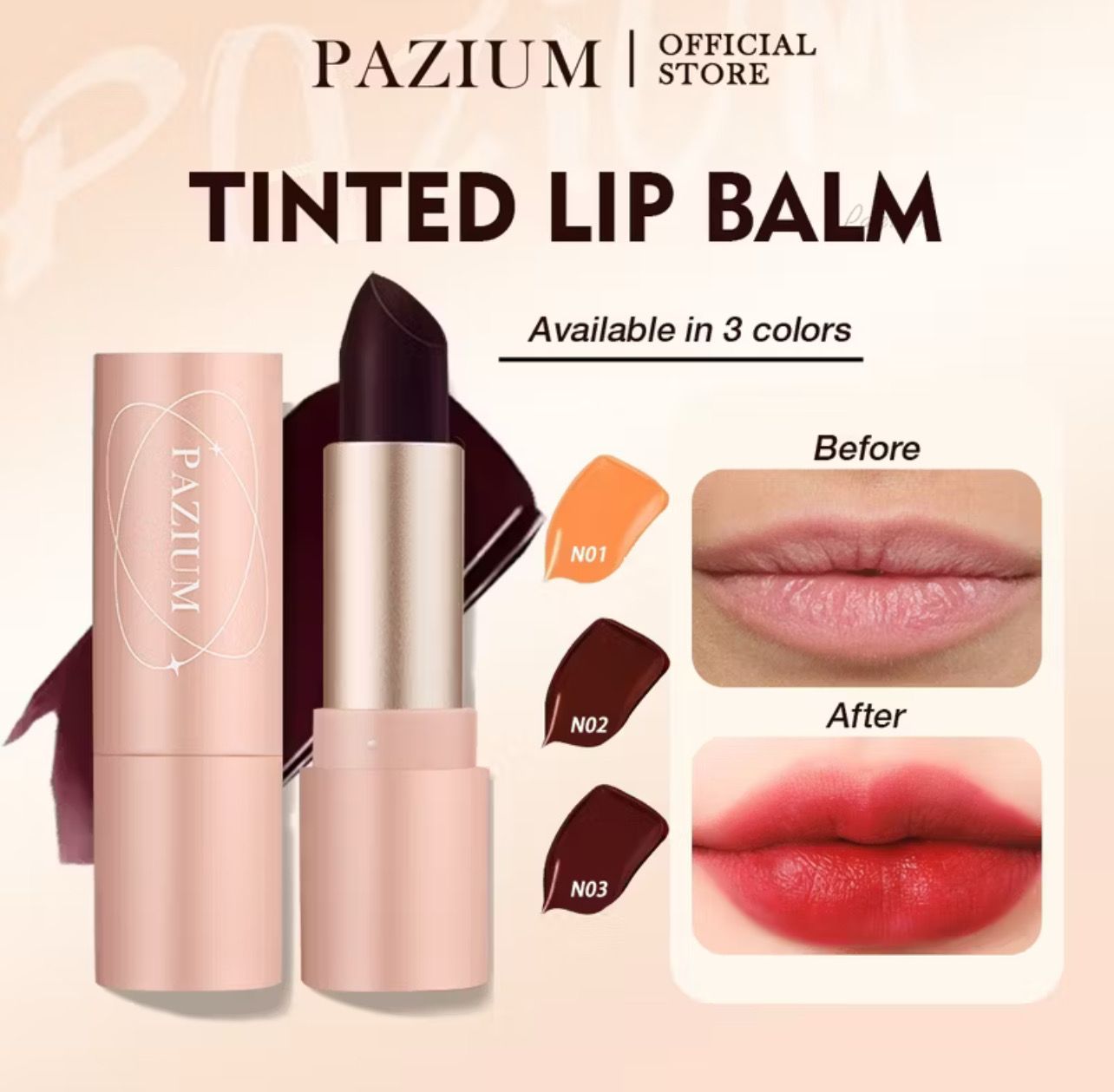 PROMO 3pcs $10.00 ￼PAZIUM Tinted Lip Balm Discoloration Long Lasting Moisturizing Waterproof Lip Thermochromic Lipstick
