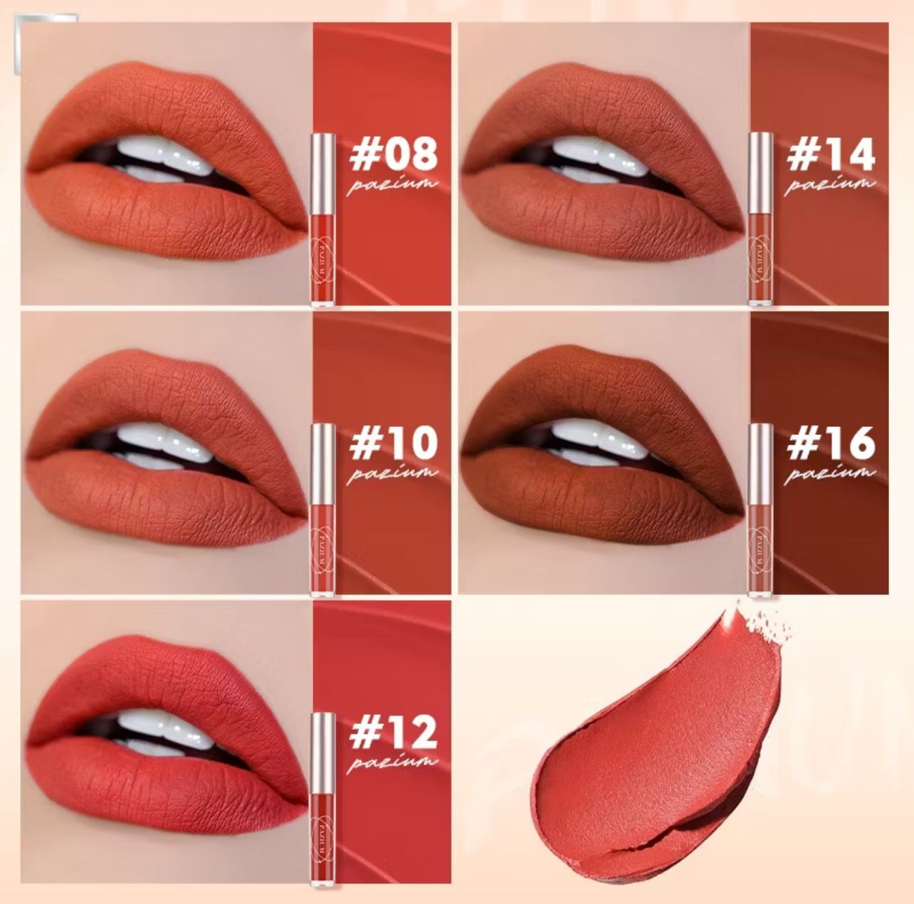 PROMO 4pcs $10.00 ￼PAZIUM Lip Glaze Waterproof Long Lasting Matte Makeup Non-Stick Cup Lip Tint Liquid Lip Gloss Lipstick 5 Colors 唇釉