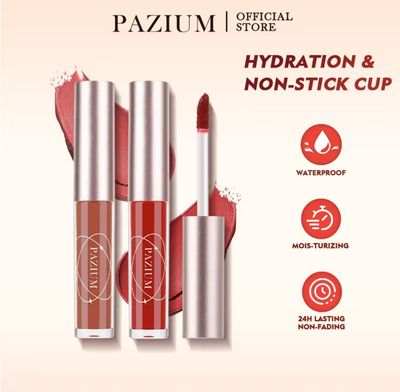 PROMO 4pcs $10.00 ￼PAZIUM Lip Glaze Waterproof Long Lasting Matte Makeup Non-Stick Cup Lip Tint Liquid Lip Gloss Lipstick 5 Colors 唇釉