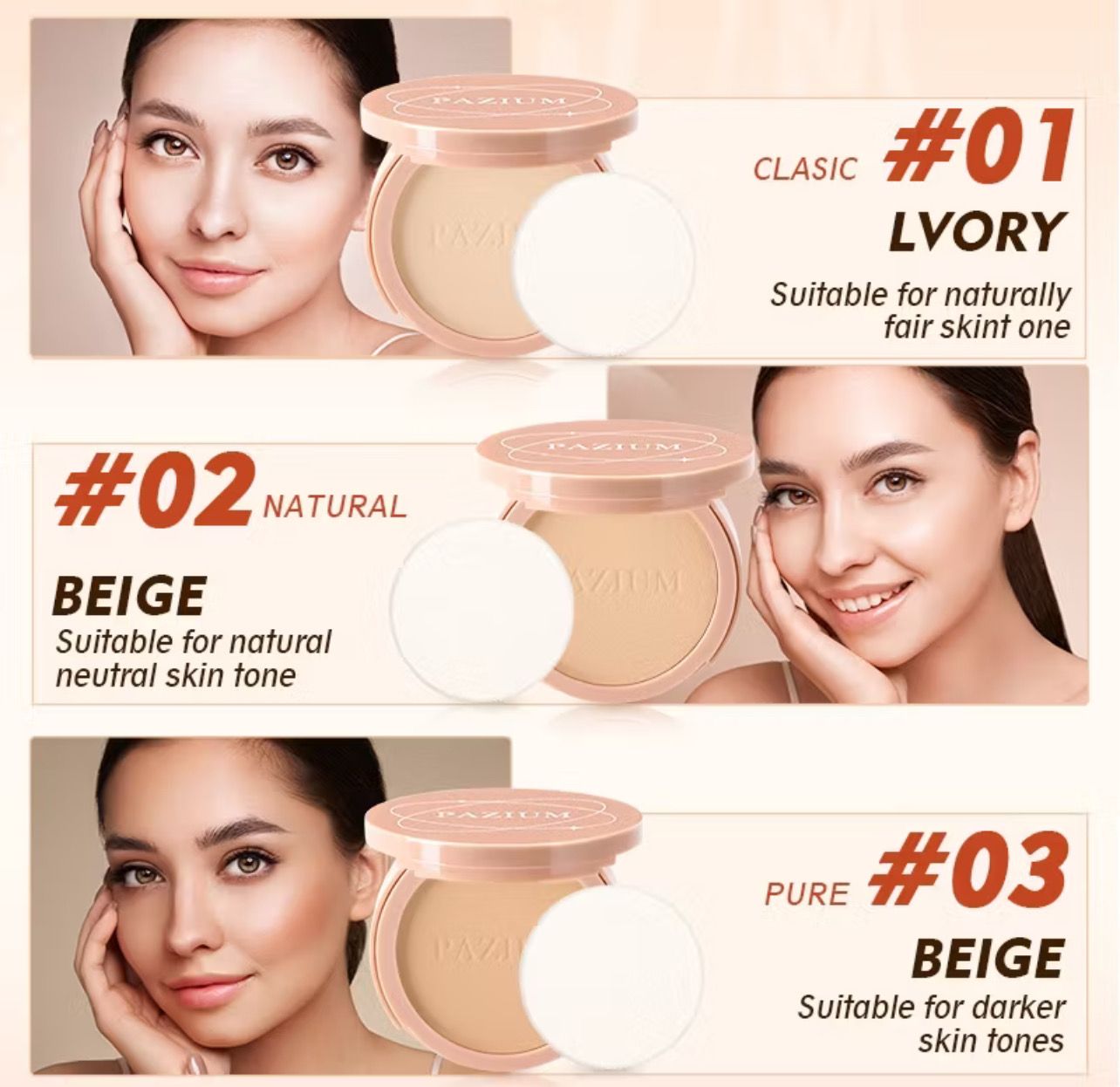 PROMO 2pcs $10.00 ￼PAZIUM Face Powder Long Lasting Oil Control Matte Flawless Setting Powder Makeup Whitening Concealer Powder